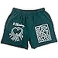 thumbnail image 2 of Keith Haring Iconic Art Pieces Small Dark Green Sweat Shorts for Men, 2 of 4