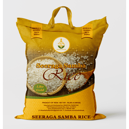Shastha Seeraga Samba Rice 10 lbs (pack of 1) - Naturally Gluten-Free