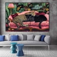 thumbnail image 3 of Mudket Framed Leopard on Pink Couch Canvas Wall Art, Jungle Animal Print Wall Decor for Living Room, Trendy Leopard Wall Art, Ready to Hang - 12"L x 8"W, 3 of 10