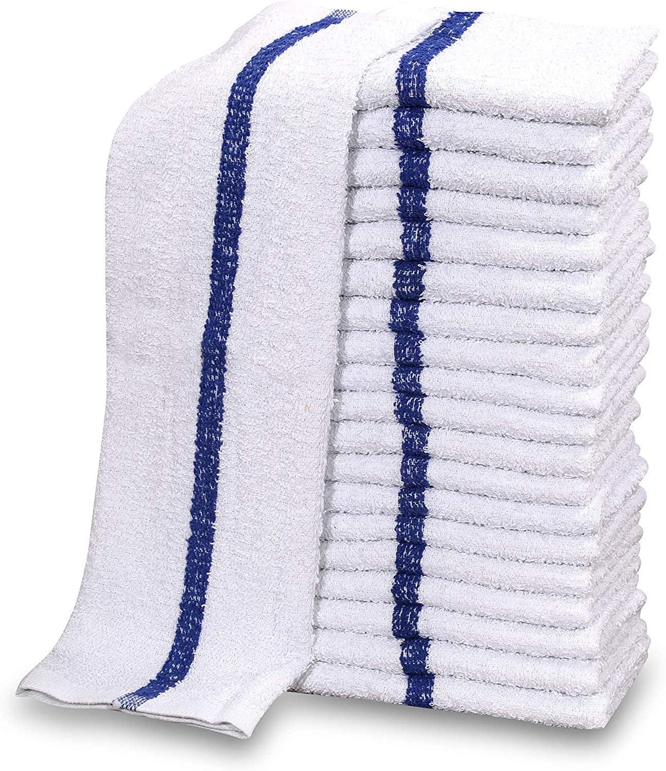 Gold Textiles Cotton Blend White Restaurant Bar Mops 16x19 In Kitchen Towels Pack of 36, Blue