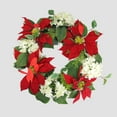 thumbnail image 2 of Allstate 22" La Costa Red Poinsettia and White Hydrangea Holly Artificial Christmas Wreath, 2 of 2