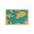 thumbnail image 1 of Island Map Wall Art with Frame, Historical Adventure Map Pattern with Sail Boats Direction Route Track Graphic, Printed Fabric Poster for Bathroom Living Room, 35" x 23", Orange Blue, by Ambesonne, 1 of 2