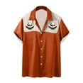 thumbnail image 3 of JURANMO Hawaiian Shirt for Men Summer Short Sleeve Funny Button Down Shirts Casual Lapel Bowling Shirts Color Block Vacation Tops Holiday Sales Orange L, 3 of 6