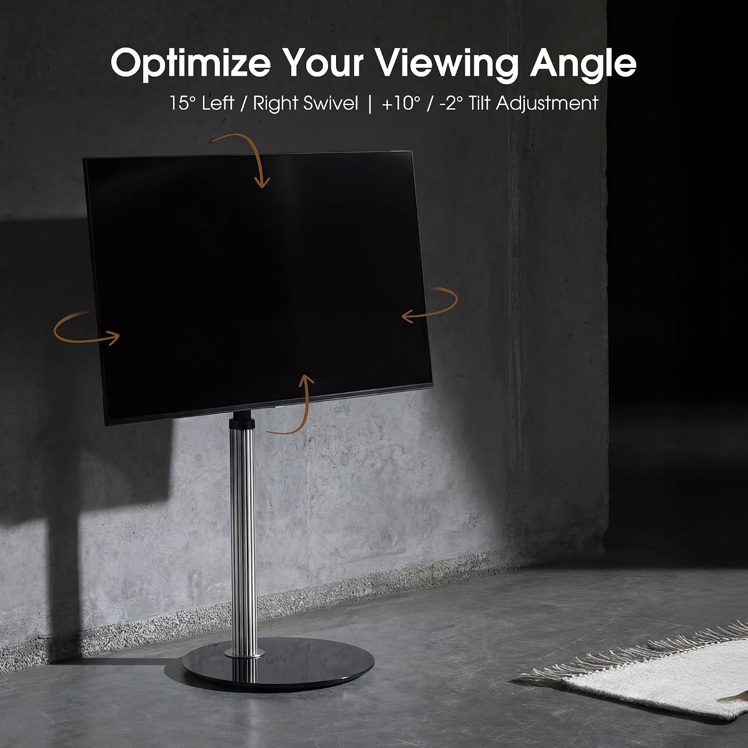 AOKCOS Floor TV Stand for 32–65 Inch TVs, Silver, Swivel & Tilt, Height Adjustable, Grilux Series