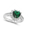 thumbnail image 4 of CHOOSE YOUR COLOR Simulated Emerald Heart Promise Ring .925 Sterling Silver Band Green CZ Female Size 8, 4 of 4