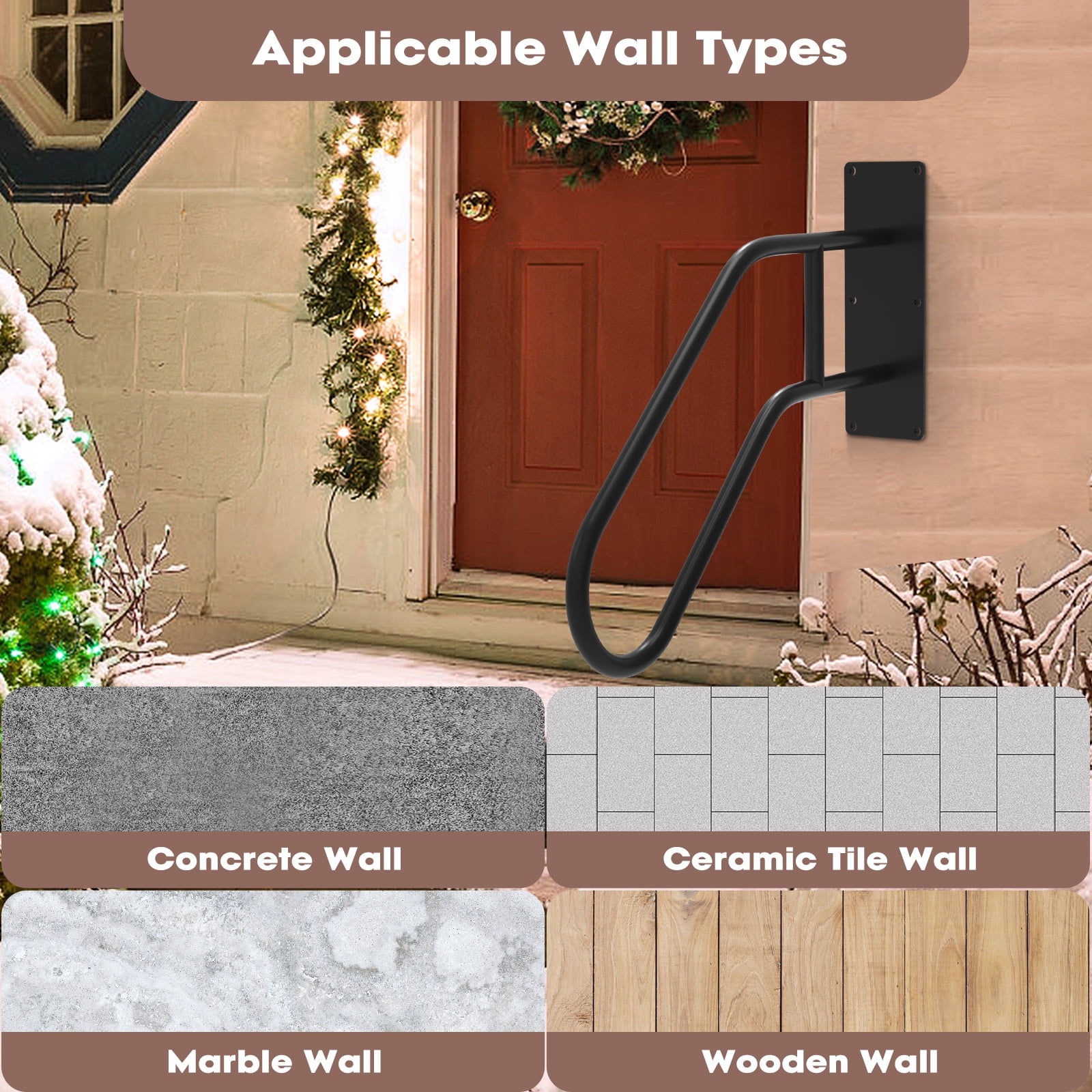 Wall Mounted Handrail for Outdoor Steps, Standing Grab Bar Stair Handrail,(28.7")