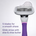 thumbnail image 3 of Flamingo Women's Razor Shaving Set with Razor Handle and 5-Blade Razor Cartridges, Electric Orchid, 4 Piece, 3 of 10