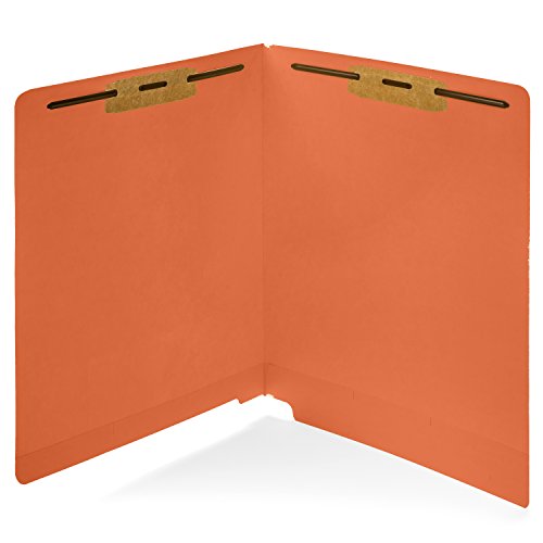 50 Orange End Tab Fastener File Folders Reinforced Straight Cut Tab