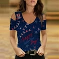 thumbnail image 2 of JGTDBPO Independence Day T-Shirt For Women Plus Size Summer Tops In Red White And Blue Stylish Top Women's Summer V-Neck Casual Short Sleeve Print Strapless Blouse Top, 2 of 5
