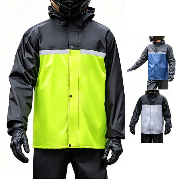 Men's Motorcycle Rain Suit, Two Piece Waterproof Riding Gear, Heavy Rain Jacket and Pants Set for Cycling and Outdoor Activities
