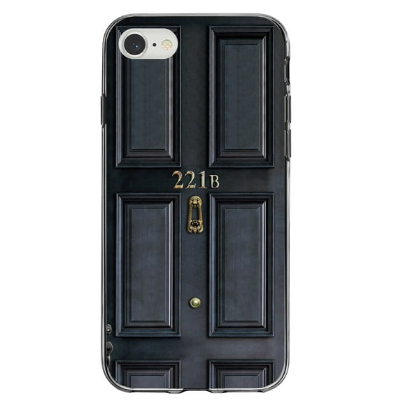 DistinctInk Clear Shockproof Hybrid Case for iPhone 7 8 SE (2020 Model) 4.7" Screen TPU Bumper Acrylic Back Tempered Glass Screen Protector - 221b Baker Street