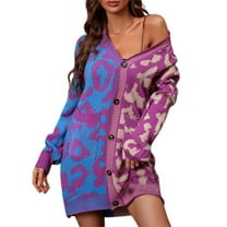 SWSMCLT Women's V Neck Long Cardigan Sweater Spring Warm Knitwear Long Sleeve Sweater Long Button Soft Fall Fashion Holiday Purple X-Large