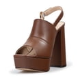 thumbnail image 3 of Tacones para Dama Tipo Sandalias Zapatillas Elegantes Davenia de Piel Café, 3 of 5