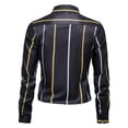 thumbnail image 5 of Penkiiy Mens Dress Shirts Regular Fit Long Sleeve Stretch Striped Business Dress Shirts for Men Black Clearance, 5 of 7