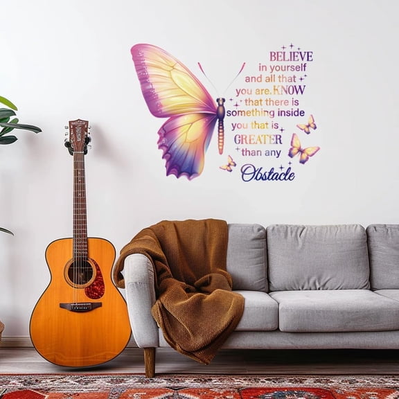 Colorful Butterfly Wall Decals Inspirational Quotes Wall Stickers Butterfly Wall Art Decor Peel and Stick Murals Decor