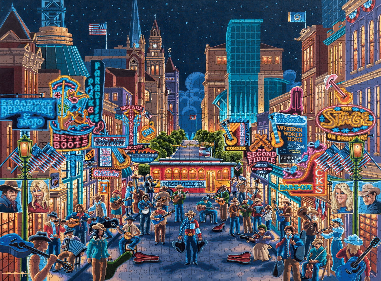 Buffalo Games Eric Dowdle Nashville 1000-Piece 26.75 x 19.75-inch Interlocking Jigsaw Puzzle for Adults Ages 14+