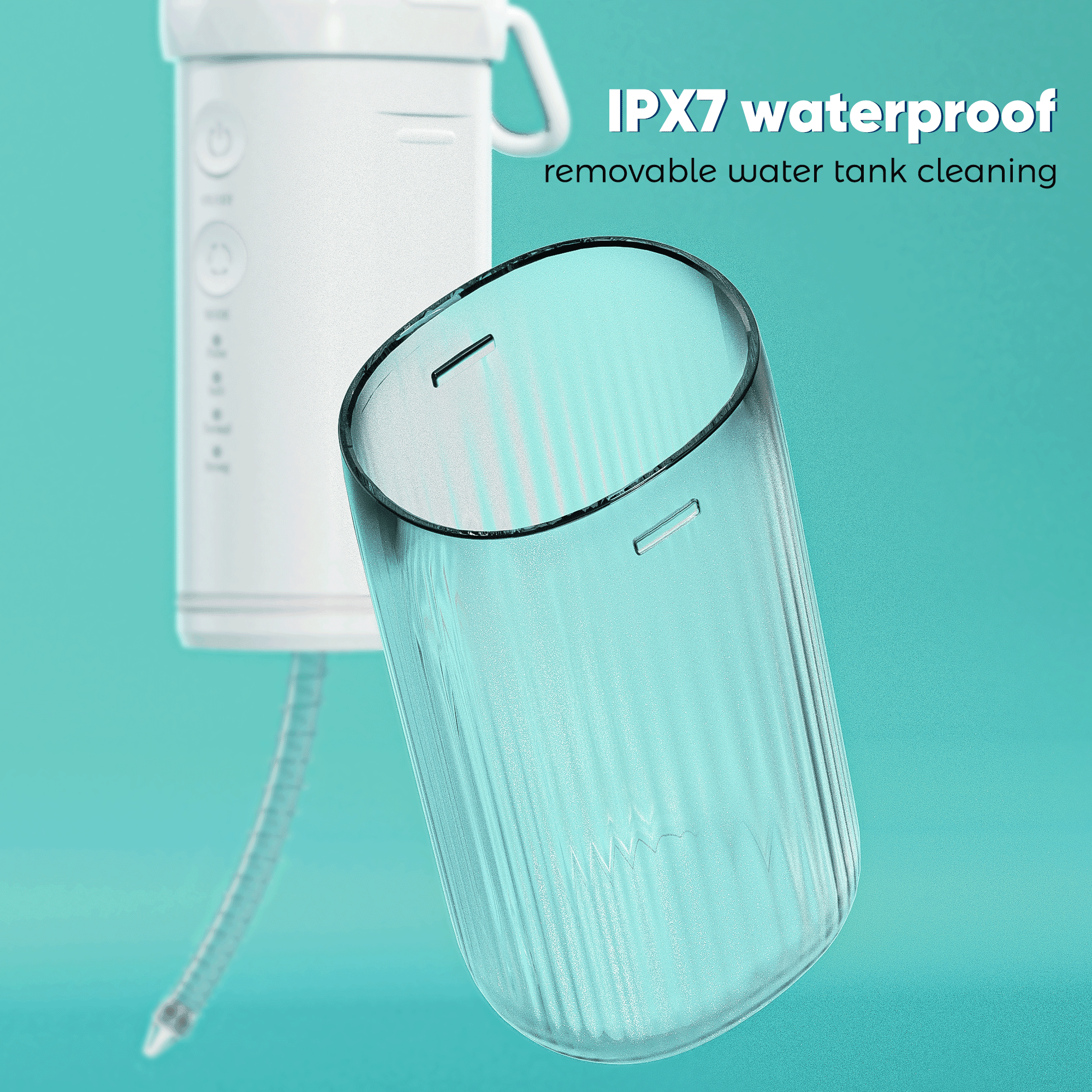 VIIWII Portable Water Flosser for Teeth - Mini Cordless Rechargeable, 4 Modes, IPX7 Waterproof, 200ML Tank, Oral Irrigator, White