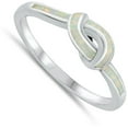 thumbnail image 4 of CHOOSE YOUR COLOR White Simulated Opal Super Love Knot Promise Ring .925 Sterling Silver Band CZ Female Size 8, 4 of 4