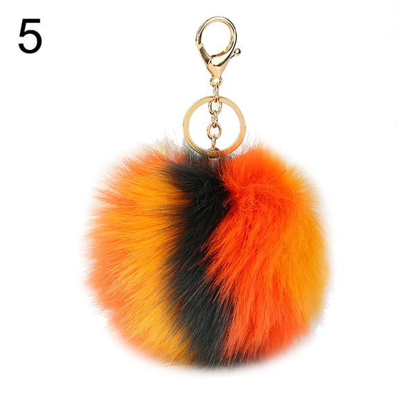 Naierhg Faux Fur Pompom Pendant Keychain Key Ring Women Car Handbag Ornament