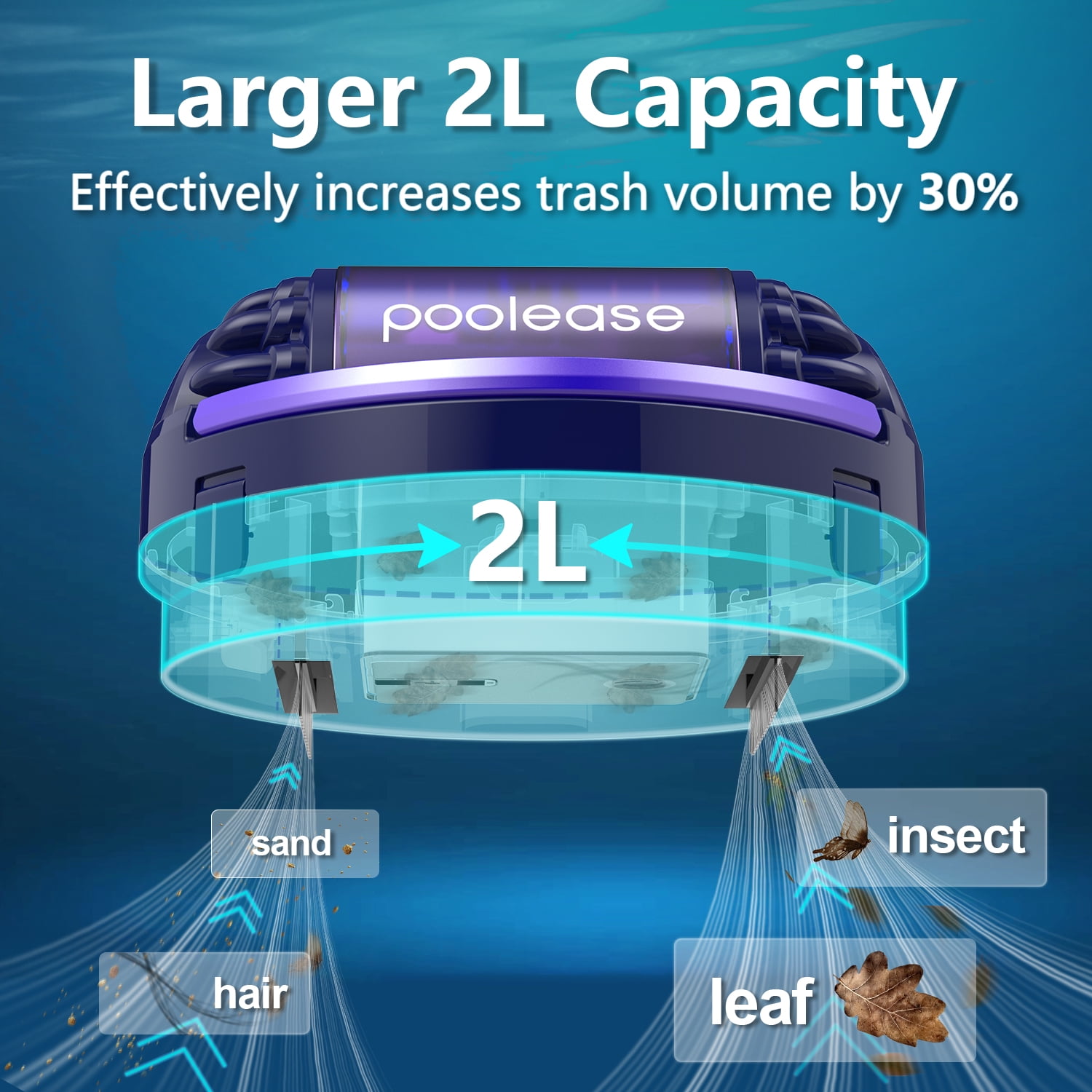 Poolease Cordless Robotic Automatic Pool Cleaner, Dual 45W Motors, Self-Parking, for In-Ground & Above Ground Pools