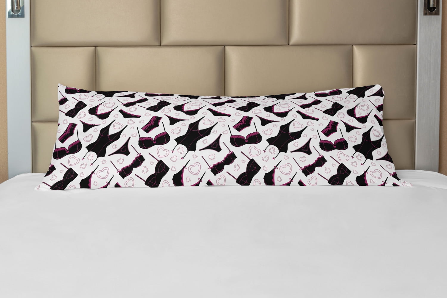 Retro Body Pillow Case Cover with Zipper, Lingerie Pattern Brassiere