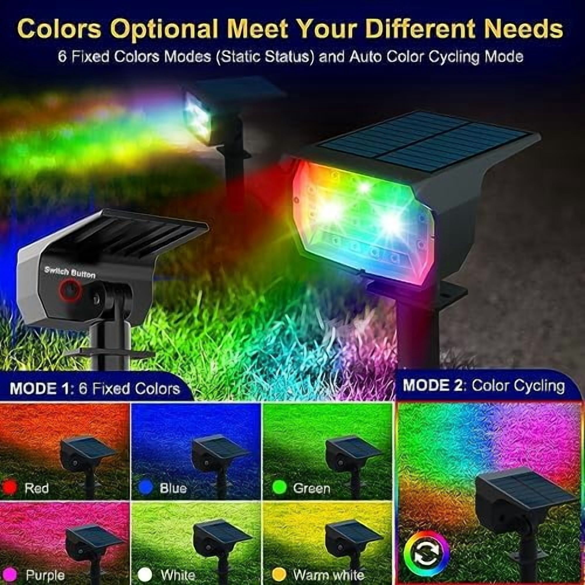 Nipify 1 Pack Solar Spot Lights Outdoor Color Changing (Rgb), Solar Uplights for Trees, Solar Powered Spot Lights Outdoor