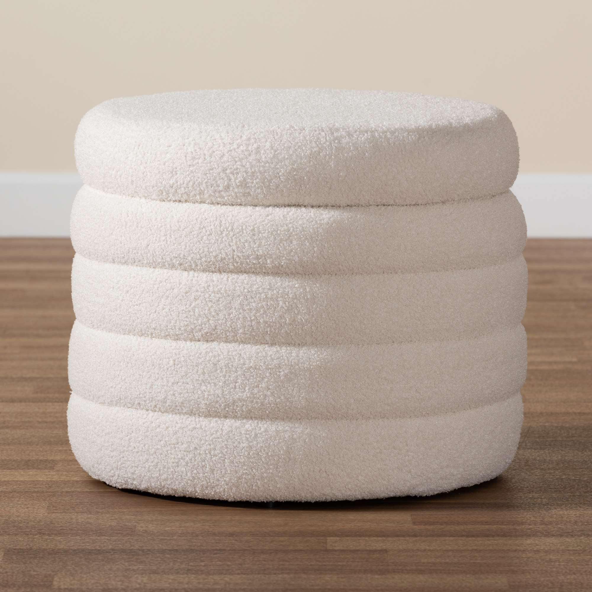 Baxton Studio Tabitha Modern and Contemporary Ivory Boucle Upholstered Storage Ottoman