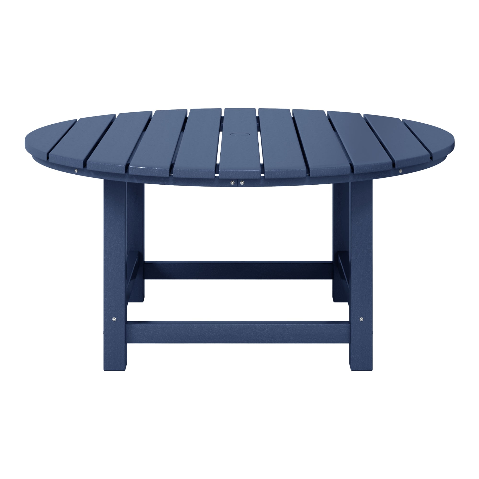 WestinTrends Malibu Low Outdoor HDPE Round Patio Coffee Table, Navy Blue