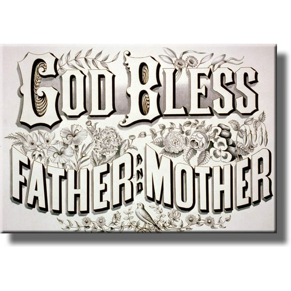 God Bless Father and Mother Picture Made on Stretched Canvas Wall Art Decor Ready to Hang!.