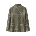 thumbnail image 3 of HH TRAF 2024 Otoño Mujeres Army Green Geometric Plaid Print Loose Blazer Top Mujer Solapa Manga Larga Bolsillo Delantero Chic Blazer, 3 of 4