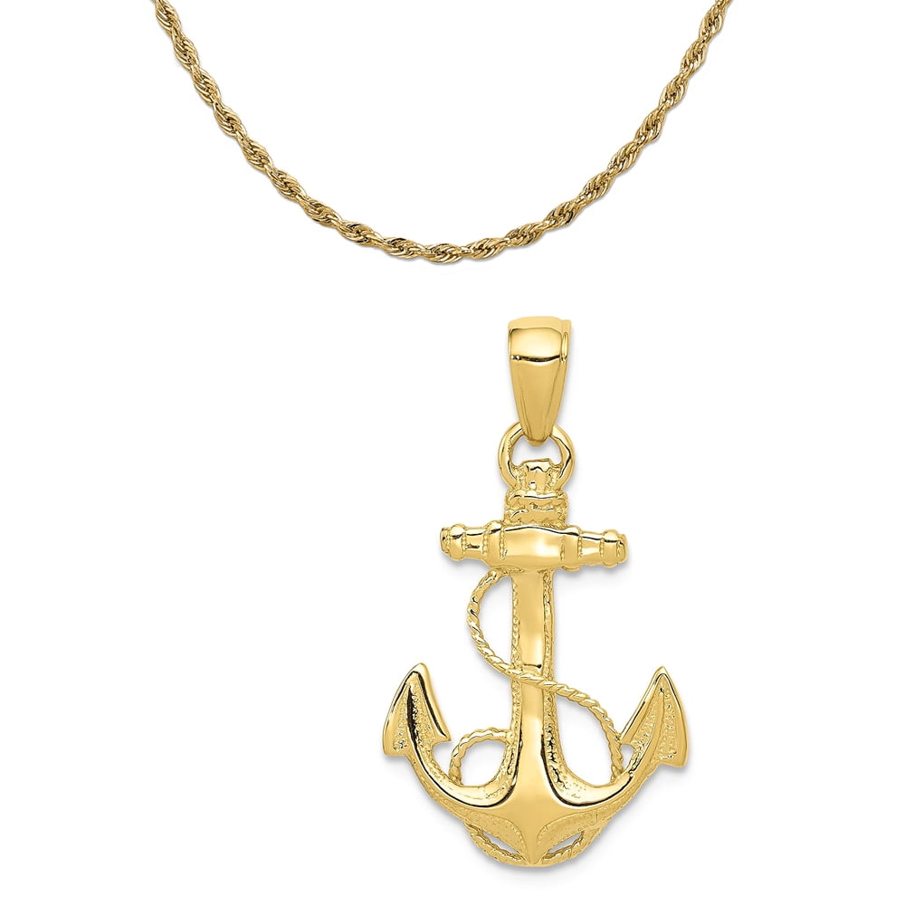 Carat in Karats - 10K Yellow Gold Solid Polished Anchor Pendant (27 mm ...