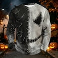 thumbnail image 6 of Fabrcox S-5XL Halloween Mens Shirts Spooky Pumpkin Face Patchwork Mens Crew Necks Sweatshirts Funny Fall Waffle Big and Tall Pullover XXL, 6 of 7