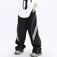 thumbnail image 2 of Women's Casual Elastic High Waisted Baggy Track Pants Wide Leg Comfortable Parachute Trousers for Travel, 2 of 2