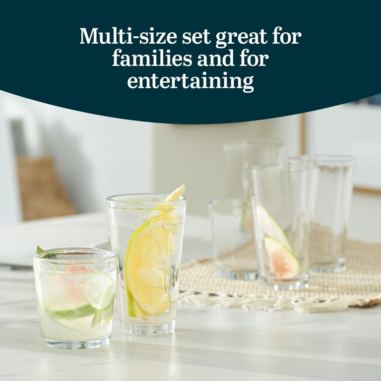 Libbey Preston 16-Piece Tumbler and Rocks Glass Set, Dishwasher