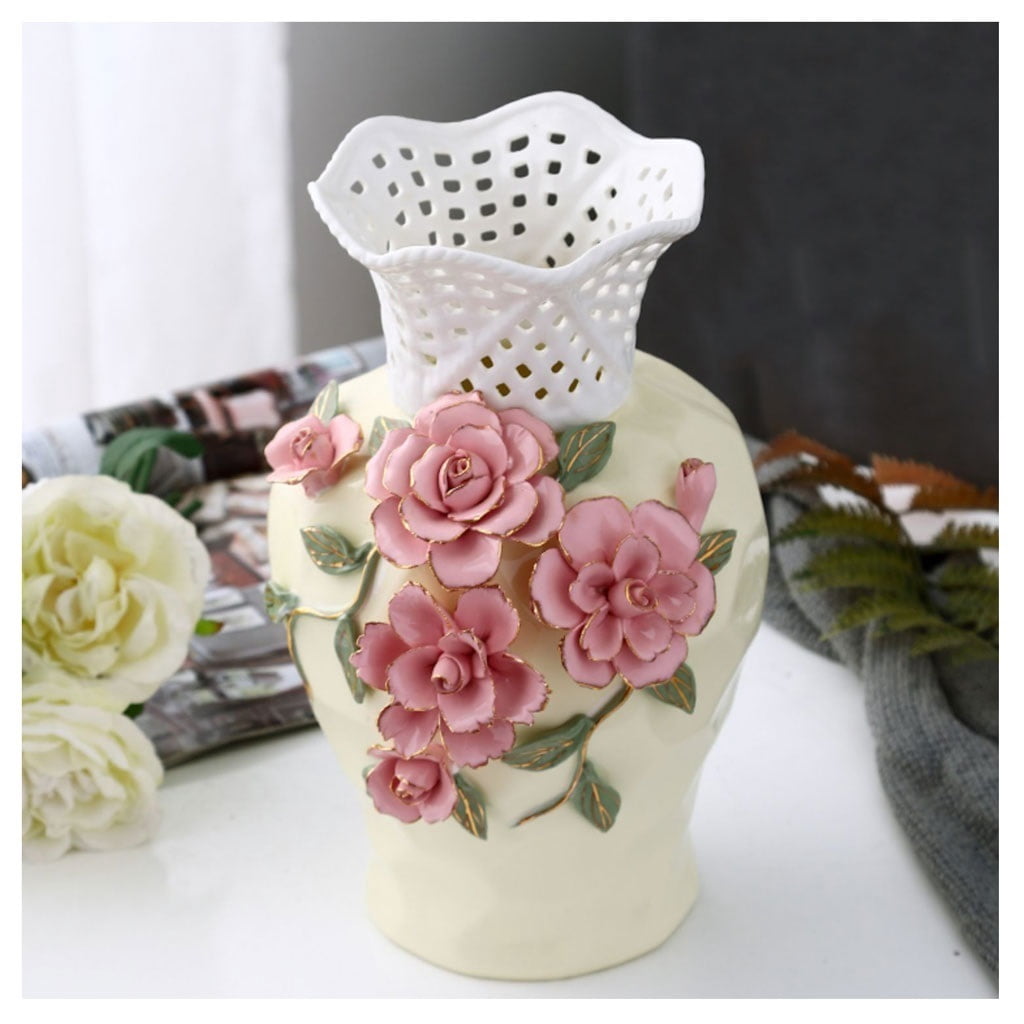 Retro Ceramics Home Decoration Flower Arrangement Dried Flowers Chinese Style Living Room TV Cabinet Ornament