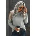 thumbnail image 1 of Women's Gray Sequin Shoulder Long Sleeve Top, 1 of 18