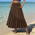 thumbnail image 2 of BUIGTTKLOP Women's Boho Maxi Skirt High Waist Pleated A-Line Flowy Swing Asymmetric Tiered Long Skirts with Pockets, 2 of 6