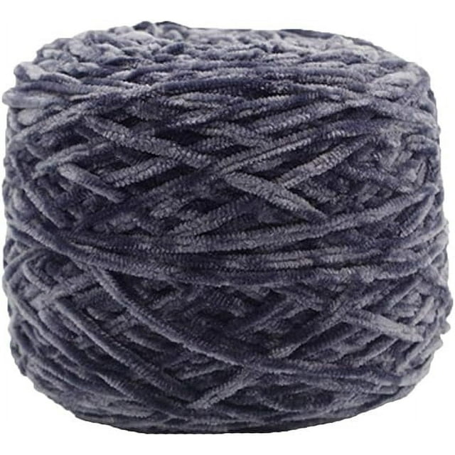 Xiao Hua Hilo de terciopelo chenilla de 250 g, gris oscuro, voluminoso, vegano, suave, para tejer a mano, para tejer a ganchillo, para ropa, gorros, bufandas y mantas.