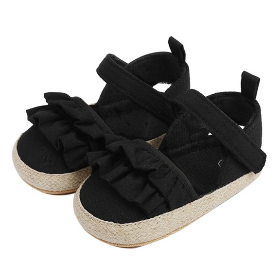 Zecgelong Girls Ruffles Shoes First Walkers Shoes Summer Toddler Flat Sandals Breathable Mesh Baby Sandals Size 11