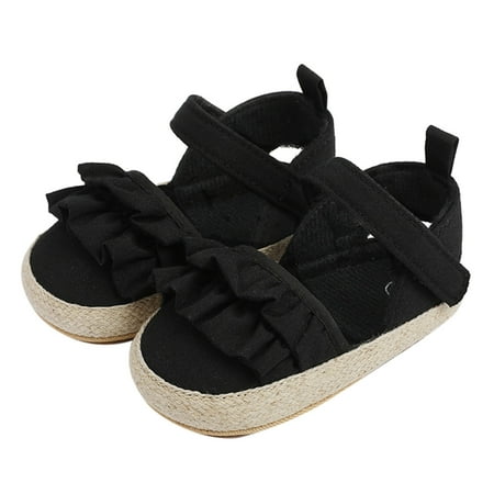 TAIAOJING Girls First Walker Sandals Ruffles Shoes Shoes Summer Toddler Flat Sandals Non- Shoe