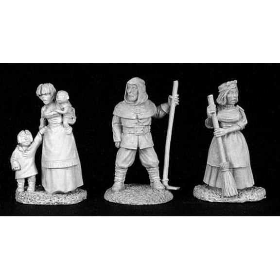 Reaper Miniatures Townsfolk V (3 Pieces) #02825 Dark Heaven Unpainted Metal