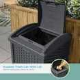 thumbnail image 3 of 33 Gallon Wicker-Style Hideaway Trash Can with Secure Latching Lid and Weather-Resistant Construction for Patio, Cyberspace Grey, 3 of 23
