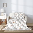thumbnail image 2 of Fuzoiu Gray Rabbit Print Flannel Throw Blanket,Light Weight Warm Decorative,Throw Blanket Cover for Sofa, Couch, Bedroom,Travel-80"x60", 2 of 6