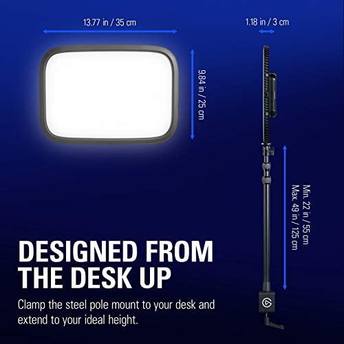 for Mac/Windows/iPhone/Android Metal Desk Mount Copy App-Enabled GREATSSLY Key Light Professional Studio LED Key Light Desk Mount Video Light with C-Clamp Color Adjustable 