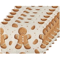 Placemats Set of 6 Winter Holiday Cookies Place Mats 12x18 Inch Heat Resistant Linen Placemats Washable Kitchen Table Place Mat Decoration Rectangle Table Runners for Home Party
