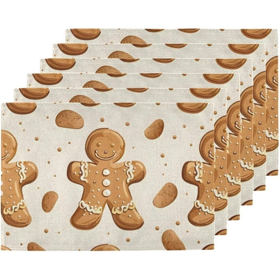 Placemats Set of 6 Winter Holiday Cookies Place Mats 12x18 Inch Heat Resistant Linen Placemats Washable Kitchen Table Place Mat Decoration Rectangle Table Runners for Home Party