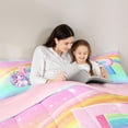 thumbnail image 4 of Erosebridal Cute Rainbow Unicorn Twin Comforter Sets,Watercolor Alphabet R Girls Personalized Gifts Bedding Set For Kids,Reversible Pink 2pcs, 4 of 7