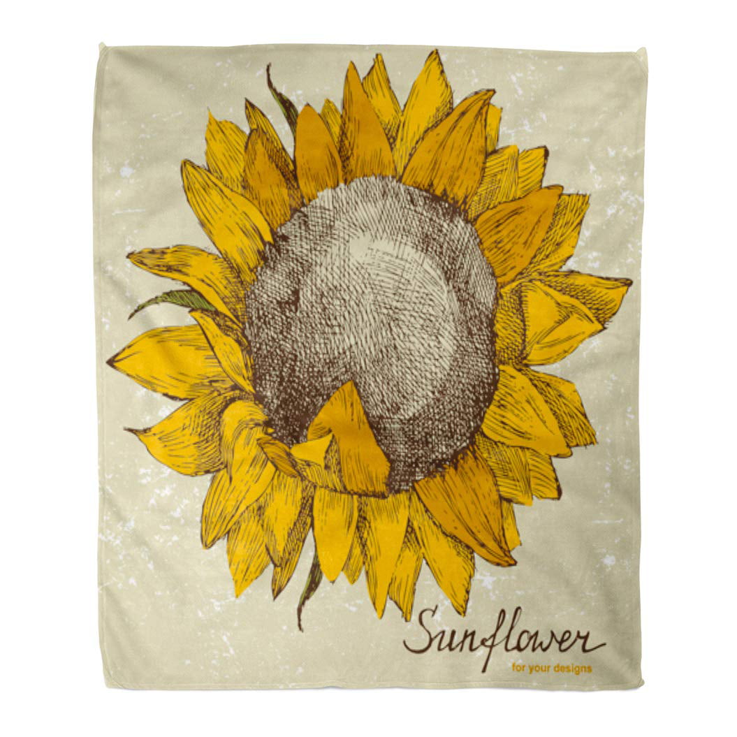 Throw Blankets Farmhouse Vintage Sunflower Fuzzy Soft Bed Cover Bedspread Microfiber Luxury Blanket for Travel Stadium Camping Couch Sofa Chair Old Newspaper 