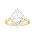thumbnail image 4 of Rosec Jewels Certified Cubic Zirconia Pear Shaped Engagement Ring with Halo - 7X9 mm - AAAA Quality - With Jewelry Box, 18K Yellow Gold, US 5.00, 4 of 9