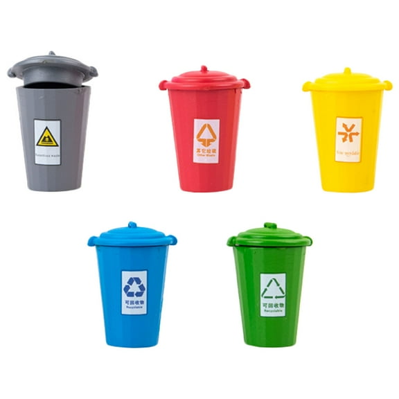 SOPOTUTU 5-Pack Assorted Color Waste Bins Plastic Trash Can for Home Office Kitchen